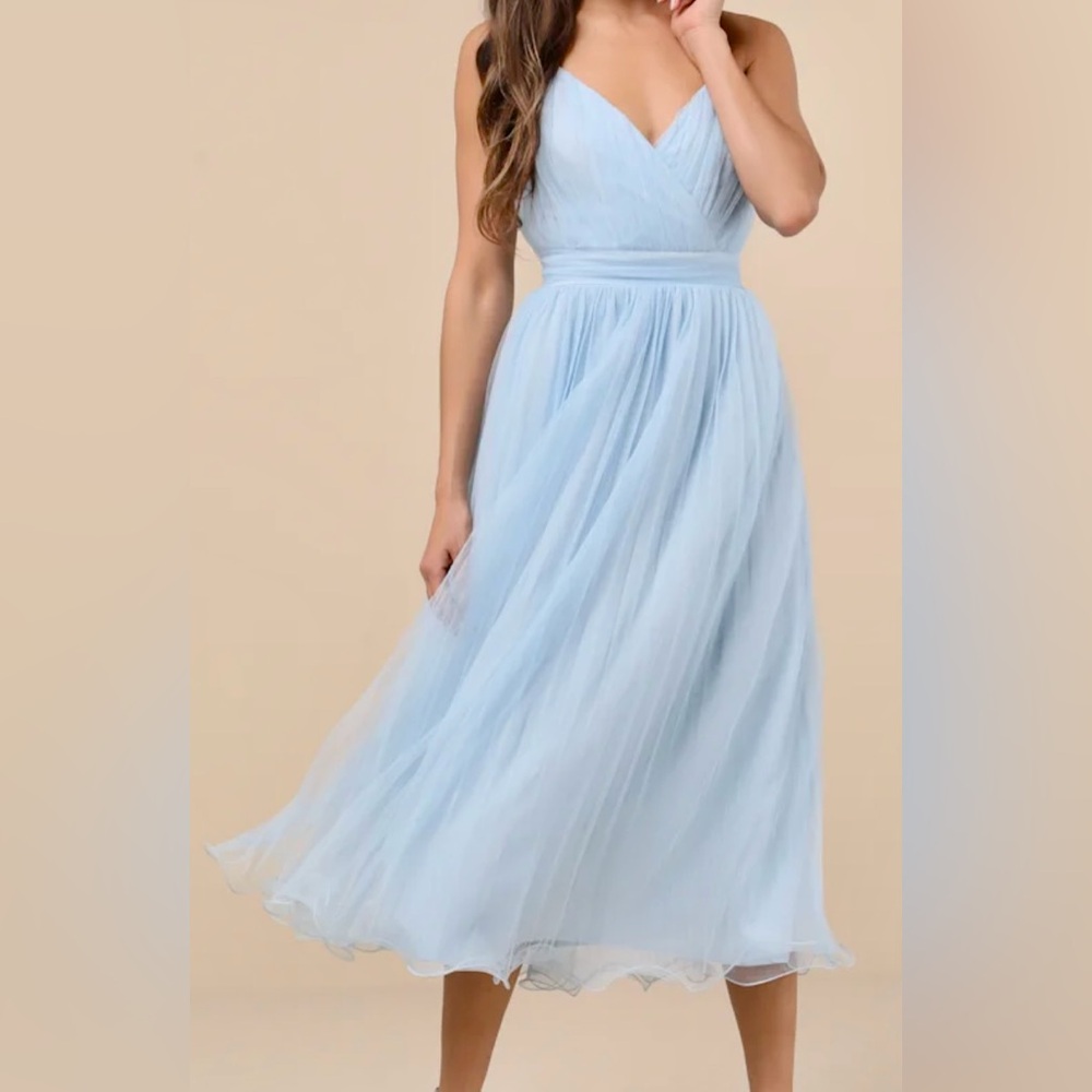 Light Blue Tulle Midi Dress